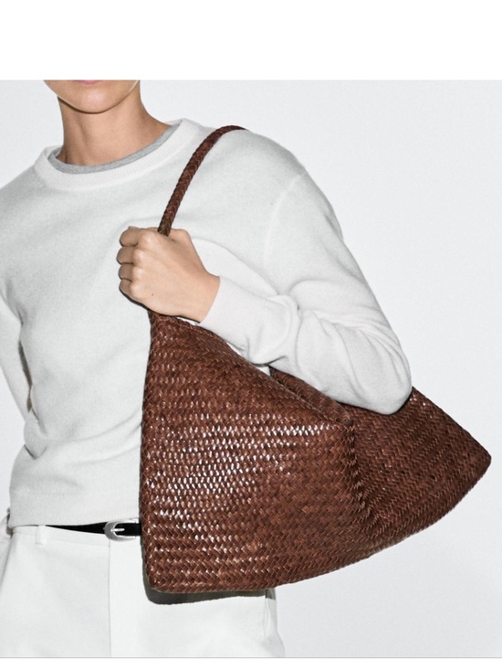 Massimo Dutti Handbags - Massimo Dutti Woven Brown Leather  Satchel Bag 6900/607/702